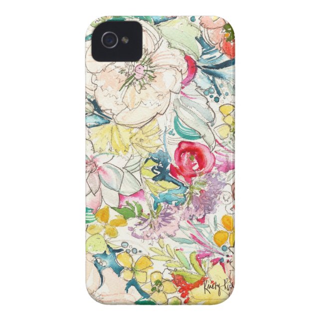 Neon Watercolor Flower iPhone Case (Back)