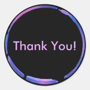 Neon Watercolor Paint Ring, Pink Thank You Classic Round Sticker