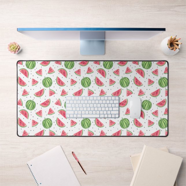 Neon Watercolor Watermelons Pattern 2 Desk Mat (Office 1)