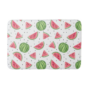 Neon Watercolor Watermelons Pattern Bath Mat