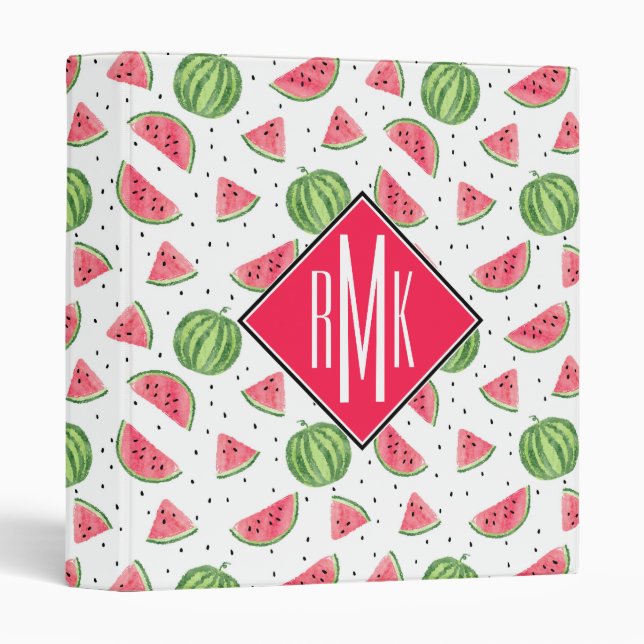 Neon Watercolor Watermelons Pattern Binder (Front/Spine)