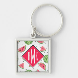 Neon Watercolor Watermelons Pattern Keychain