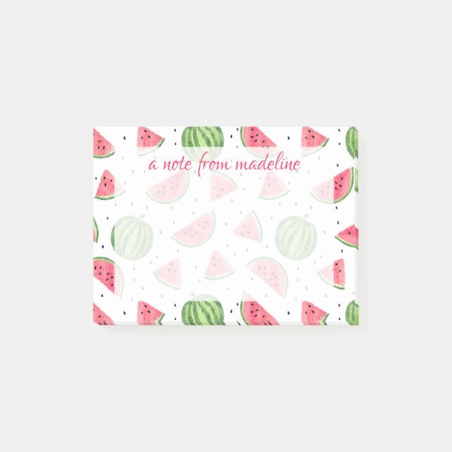 Neon Watercolor Watermelons Pattern Post-it Notes (Front)