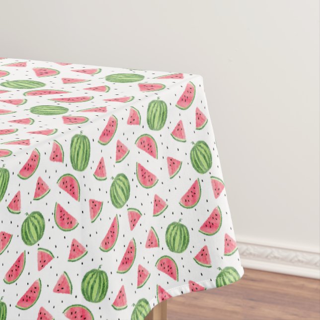 Neon Watercolor Watermelons Pattern Tablecloth (In Situ)