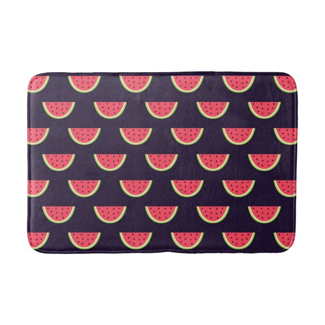 Neon Watermelon on Purple Pattern Bath Mat (Front)