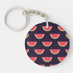 Neon Watermelon on Purple Pattern Keychain