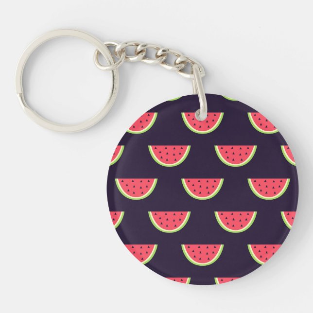 Neon Watermelon on Purple Pattern Keychain (Front)