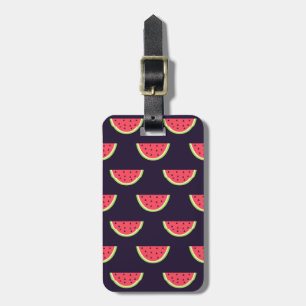 Neon Watermelon on Purple Pattern Luggage Tag