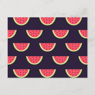 Neon Watermelon on Purple Pattern Postcard