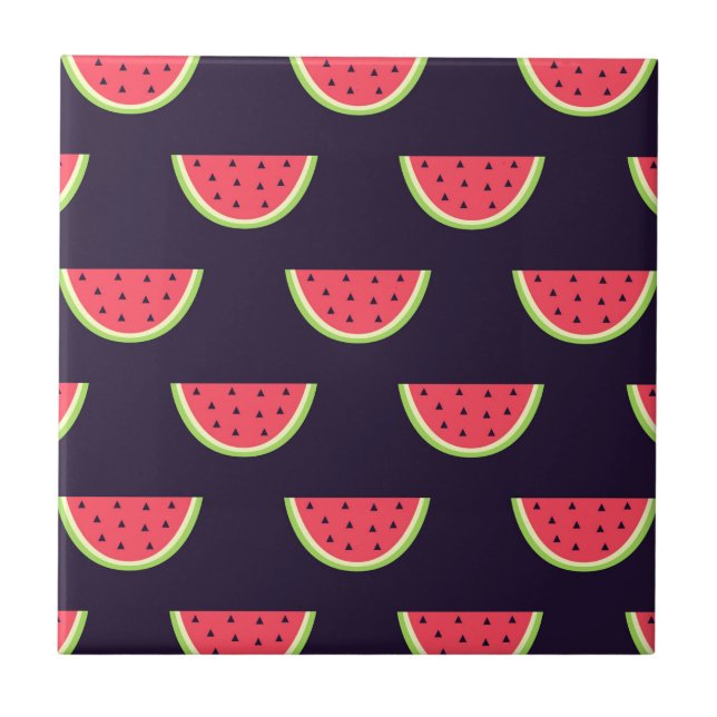 Neon Watermelon on Purple Pattern Tile (Front)
