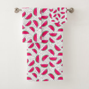 Neon Watermelon on Seeds Pattern Bath Towel Set