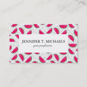 Neon Watermelon on Seeds Pattern Business Card