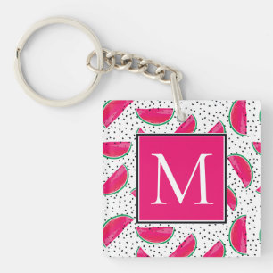 Neon Watermelon on Seeds Pattern Keychain