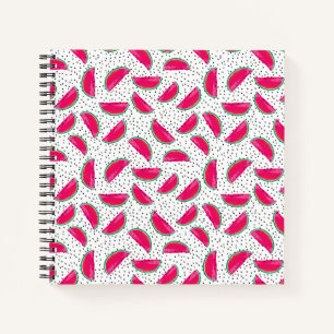 Neon Watermelon on Seeds Pattern Notebook