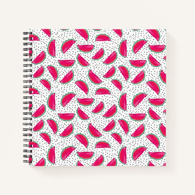 Neon Watermelon on Seeds Pattern Notebook (Front)