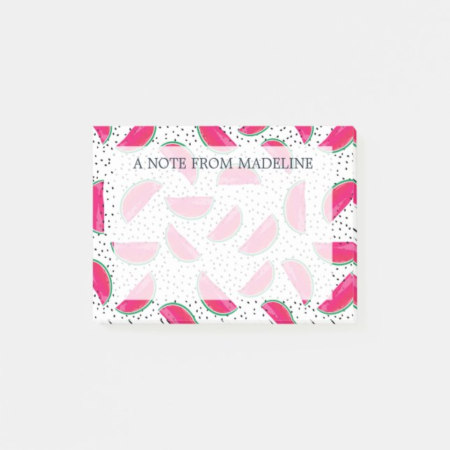 Neon Watermelon on Seeds Pattern Post-it Notes (Front)