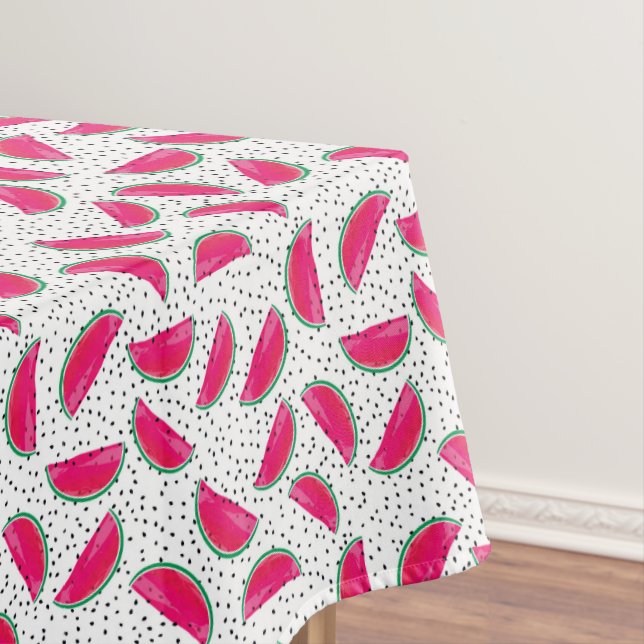 Neon Watermelon on Seeds Pattern Tablecloth (In Situ)