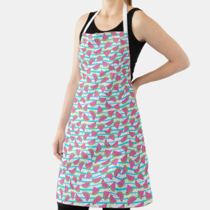 Neon Watermelon on Stripes Pattern Apron