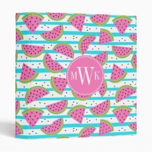 Neon Watermelon on Stripes Pattern Binder