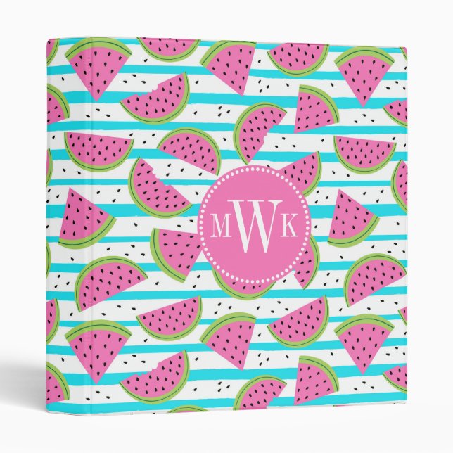 Neon Watermelon on Stripes Pattern Binder (Front/Spine)