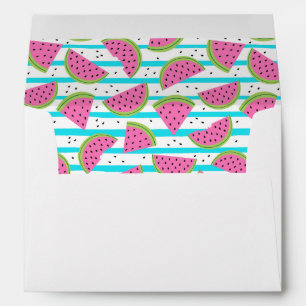 Neon Watermelon on Stripes Pattern Envelope