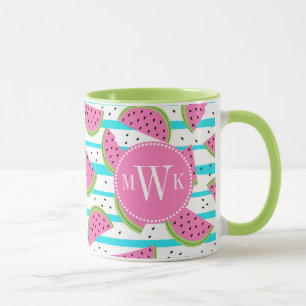 Neon Watermelon on Stripes Pattern Mug