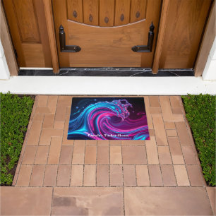 Neon Wave Futuristic Cyberpunk Gaming Doormat