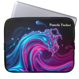 Neon Wave Futuristic Cyberpunk Gaming Laptop Sleeve