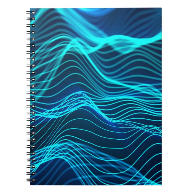 Neon waves of numerous abstract lines and rows com notebook (Front)
