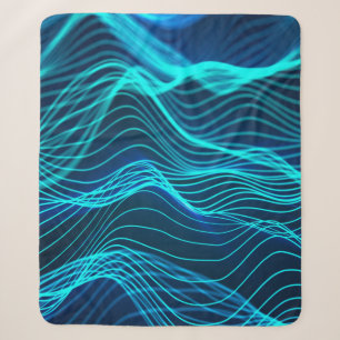 Neon waves of numerous abstract lines and rows com sherpa blanket