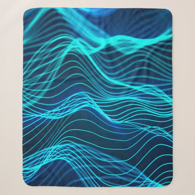 Neon waves of numerous abstract lines and rows com sherpa blanket (Front)