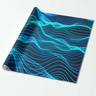 Neon waves of numerous abstract lines and rows com wrapping paper