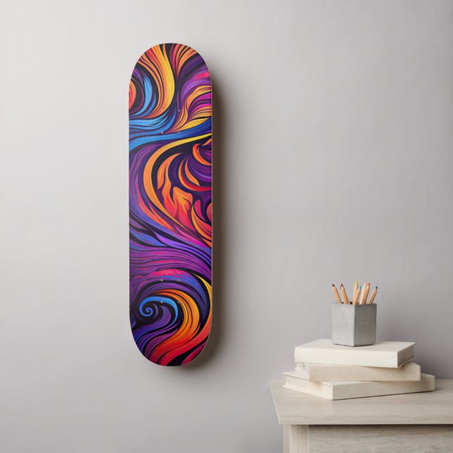 NEON WAVES SKATEBOARD (Wall Art)