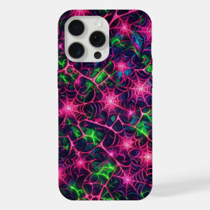 Neon web, spiderweb pattern, camouflage iPhone 15 pro max case