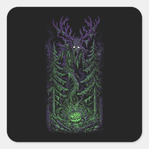 Neon Wendigo Forest Creature Halloween Sticker