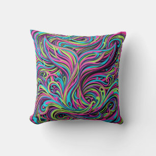 Neon Whale Tail Throw Pillow