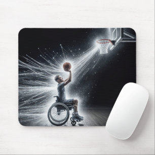 Neon Wheelchair Basketball Player Mouse Pad