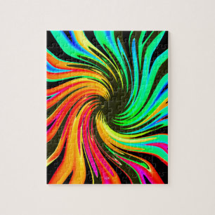 Neon Whirlpool Galaxy Jigsaw Puzzle