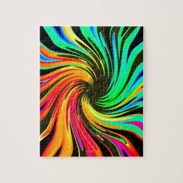 Neon Whirlpool Galaxy Jigsaw Puzzle (Vertical)