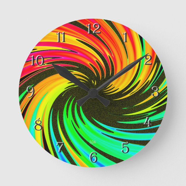 Neon Whirlpool Galaxy Round Clock (Front)