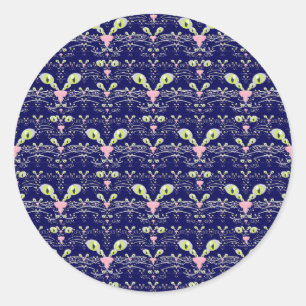 Neon whiskers and midnight blues  classic round sticker