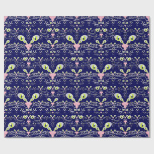 Neon whiskers and midnight blues wrapping paper