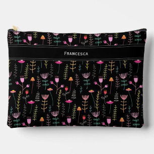 Neon Wildflowers, custom monogram  Accessory Pouch