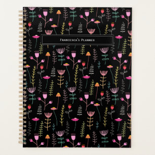 Neon Wildflowers, custom monogram Planner