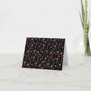 Neon Wildflowers on Black (blank for your message) Card