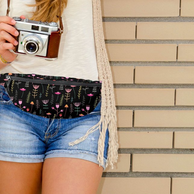Neon Wildflowers on Black  Fanny Pack (Creator Uploaded)