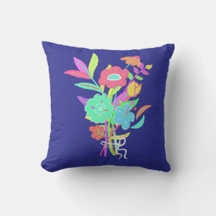 Neon Wildflowers Throw Pillow