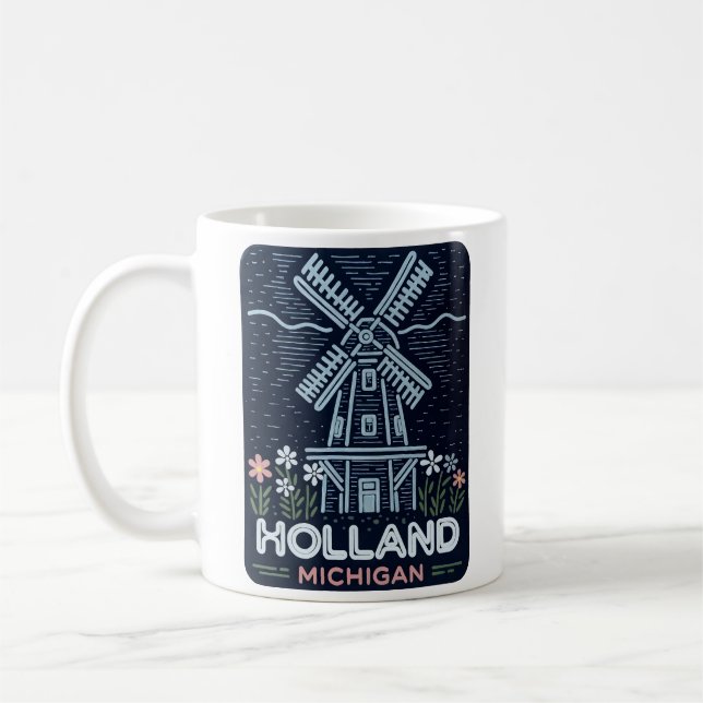 Neon Windmill Holland Michigan Coffee Mug (Left)