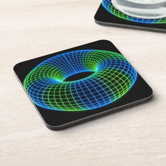 Neon Wireframe Torus Coaster (Left Side)