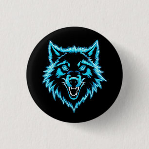 Neon Wolf 1 Inch Round Button